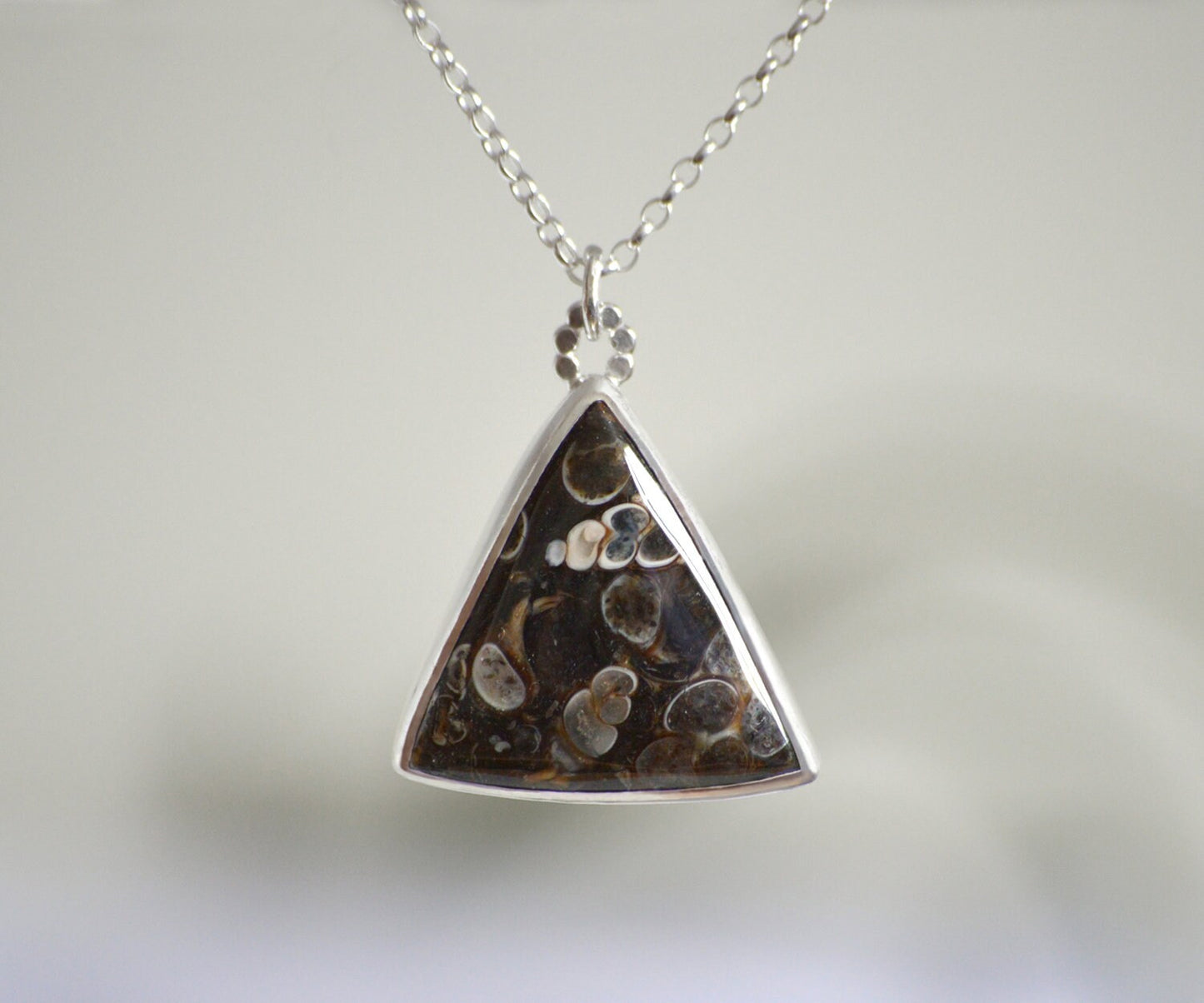 Triangular Turritella Agate Necklace, Large Agate Necklace