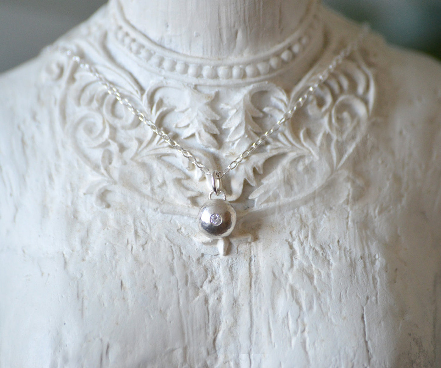 Diamond Dewdrop Necklace, April Birthstone Necklace, Small Diamond Necklace