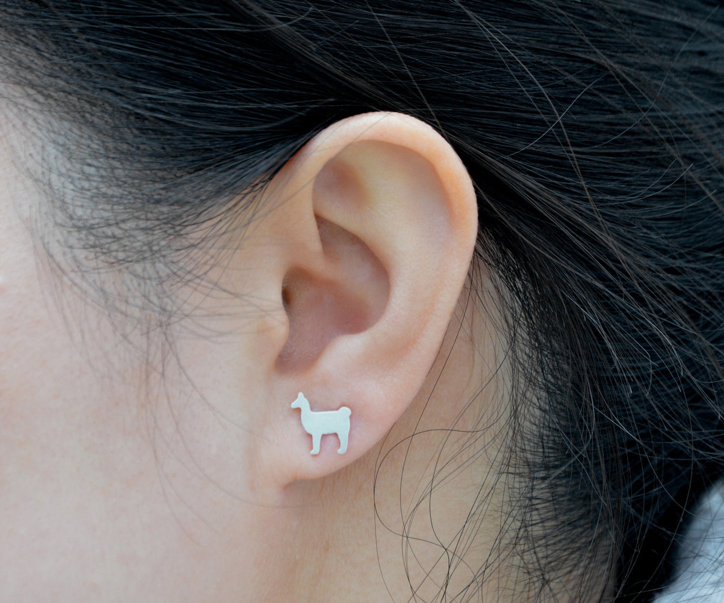 Llama Stud Earrings, Silver Llama Ear Posts