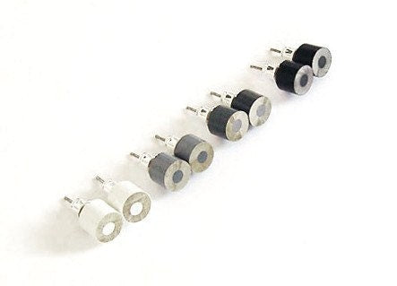 Colour Pencil Stud Earrings, White Stud Earrings, Grey Ear Studs, Black Ear Posts