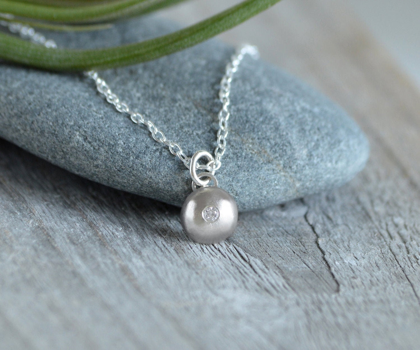 Diamond Dewdrop Necklace, April Birthstone Necklace, Small Diamond Necklace