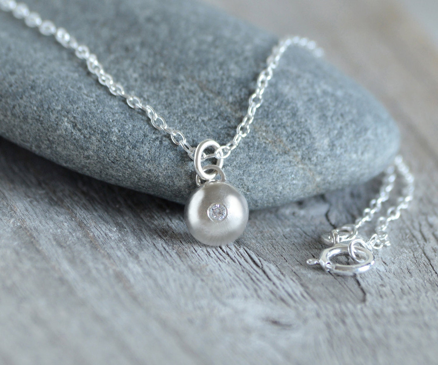 Diamond Dewdrop Necklace, April Birthstone Necklace, Small Diamond Necklace