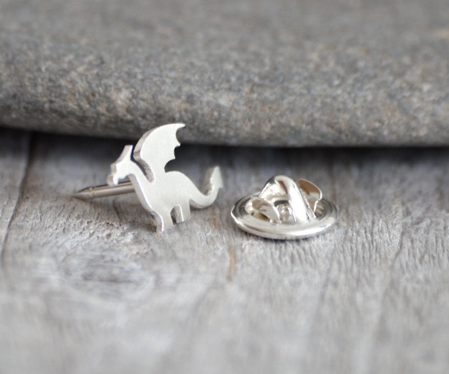 Dragon Pin, Dragon Lapel Pin, Dragon Tie Tack in Sterling Silver