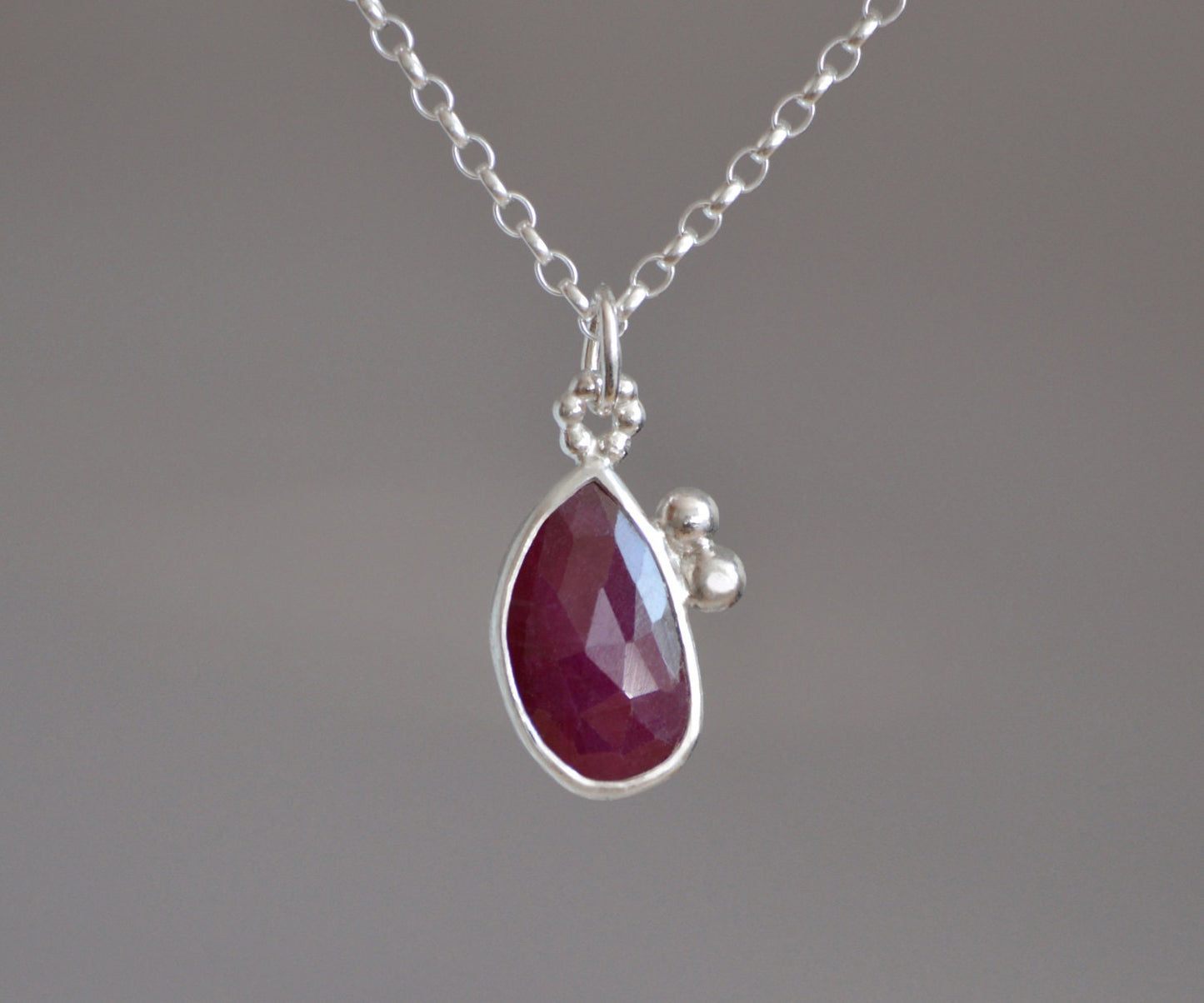 Ruby Necklace in Sterling Silver, July Birthstone Necklace, 2.75ct Ruby Necklace