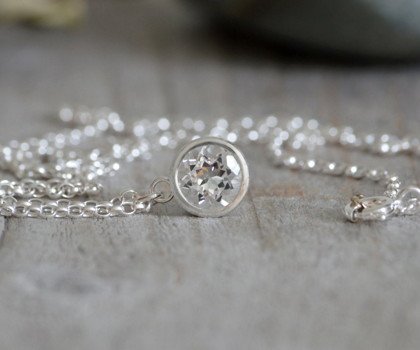 9mm Topaz Necklace in Sterling Silver, November Birthstone Necklace