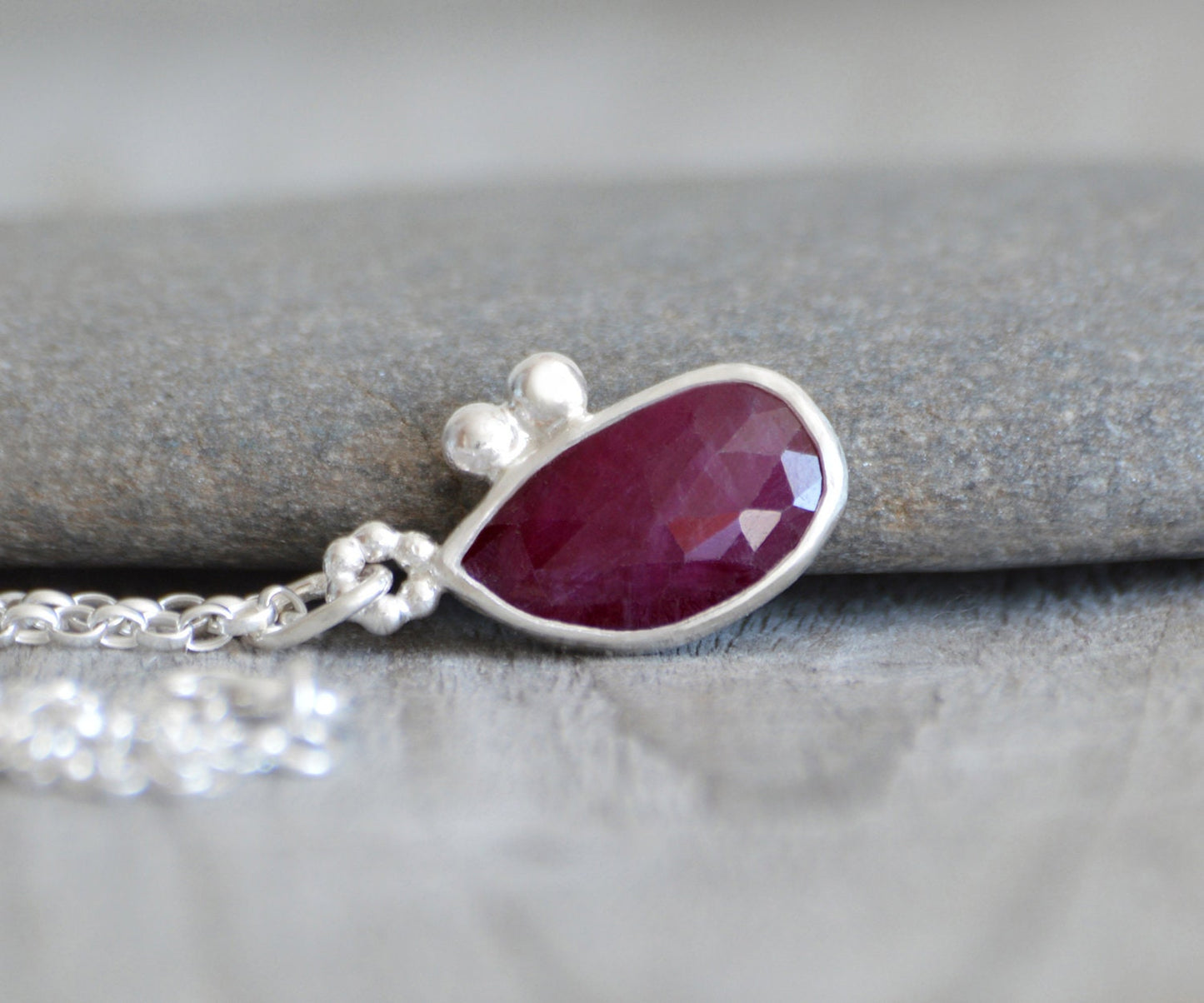 Ruby Necklace in Sterling Silver, July Birthstone Necklace, 2.75ct Ruby Necklace