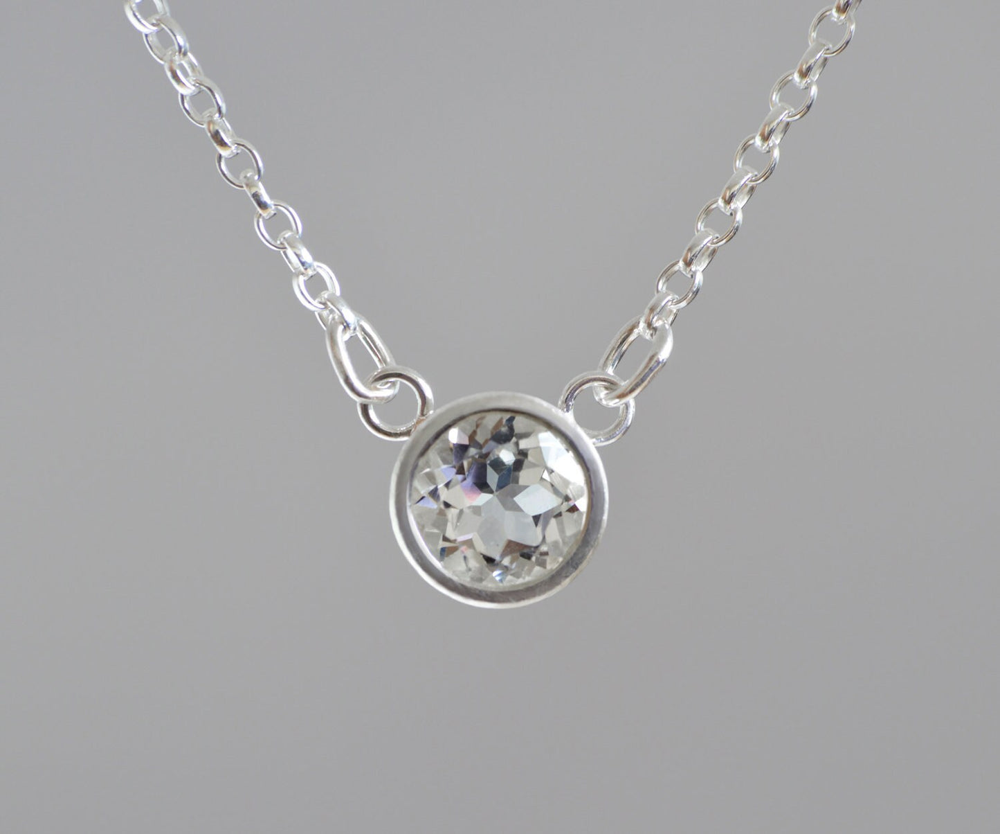 9mm Topaz Necklace in Sterling Silver