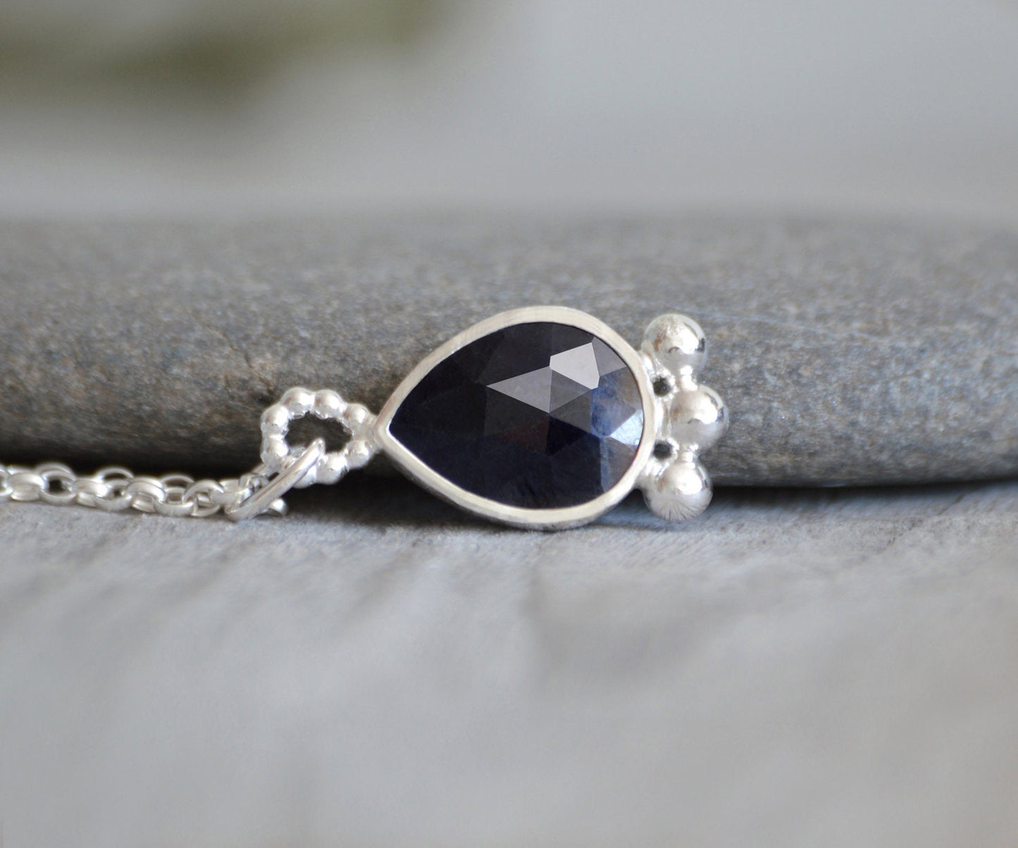2.7ct Sapphire Necklace in Sterling Silver, September Birthstone Necklace