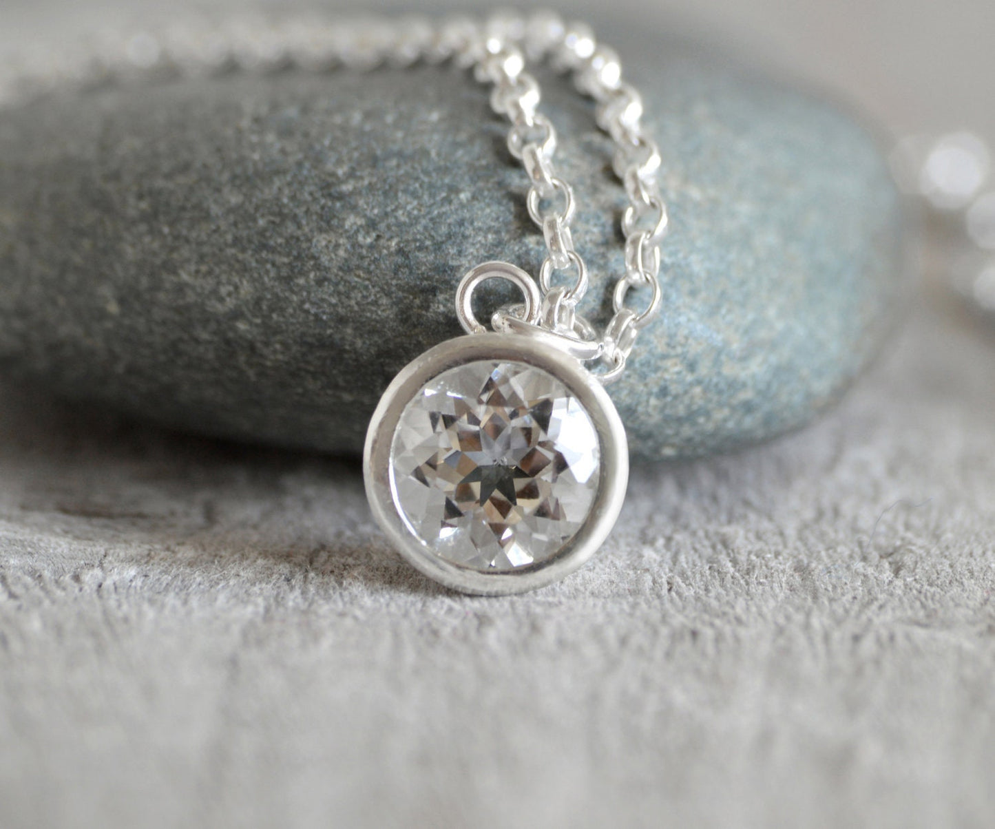 9mm Topaz Necklace in Sterling Silver, November Birthstone Necklace