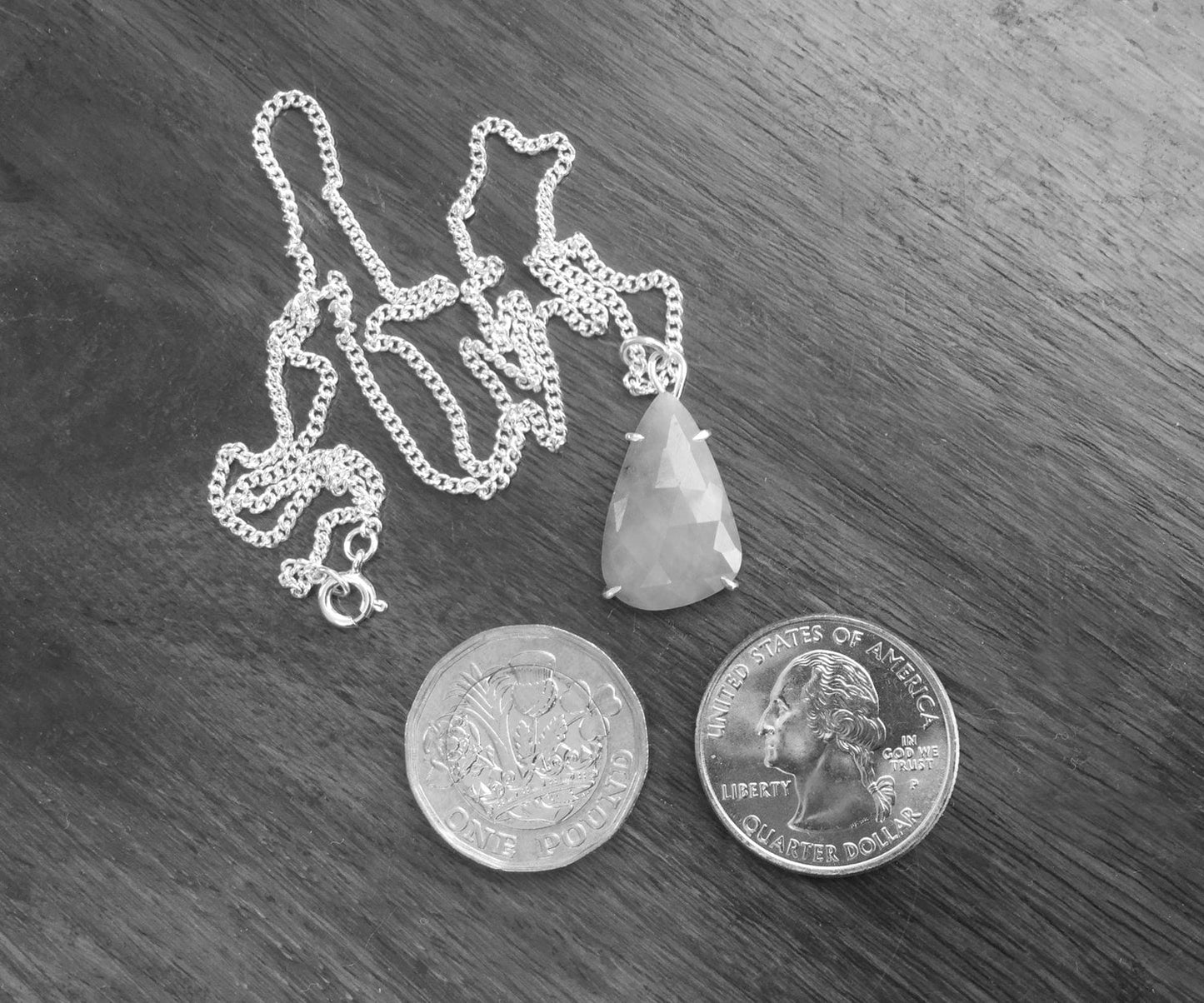 Pink Sapphire Necklace in Sterling Silver, Prong Set Sapphire Necklace, 10ct Sapphire Necklace, Large Sapphire Necklace