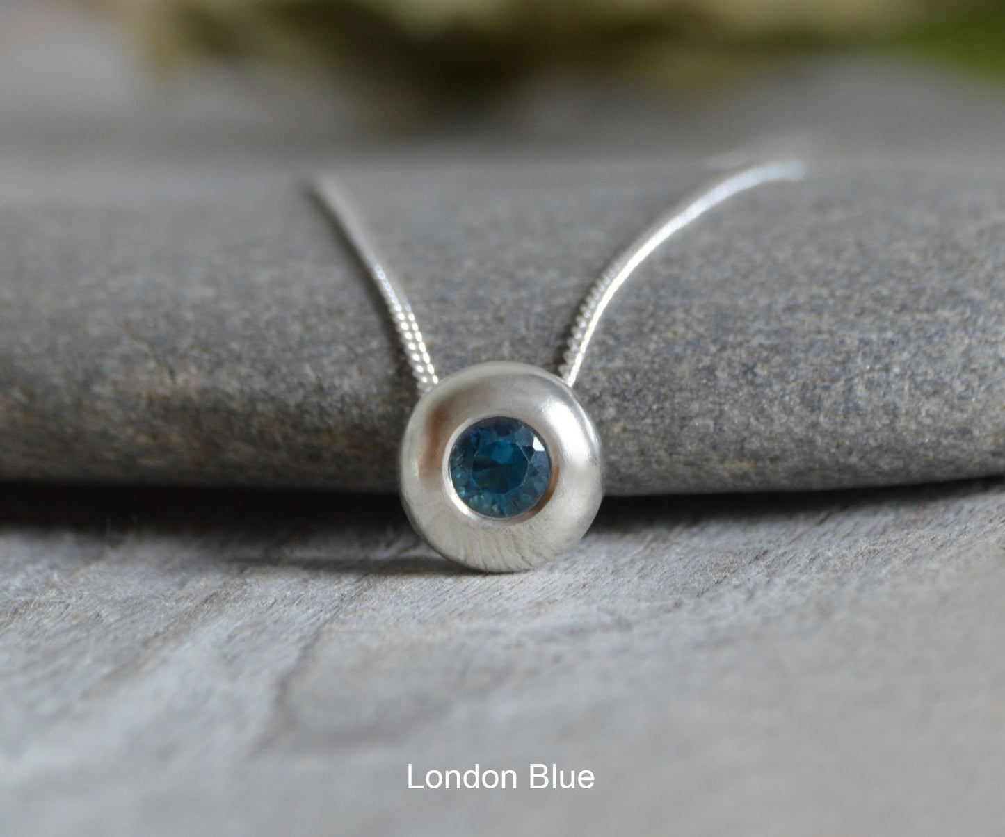 9mm London Blue Topaz Necklace in Sterling Silver, November Birthstone Necklace