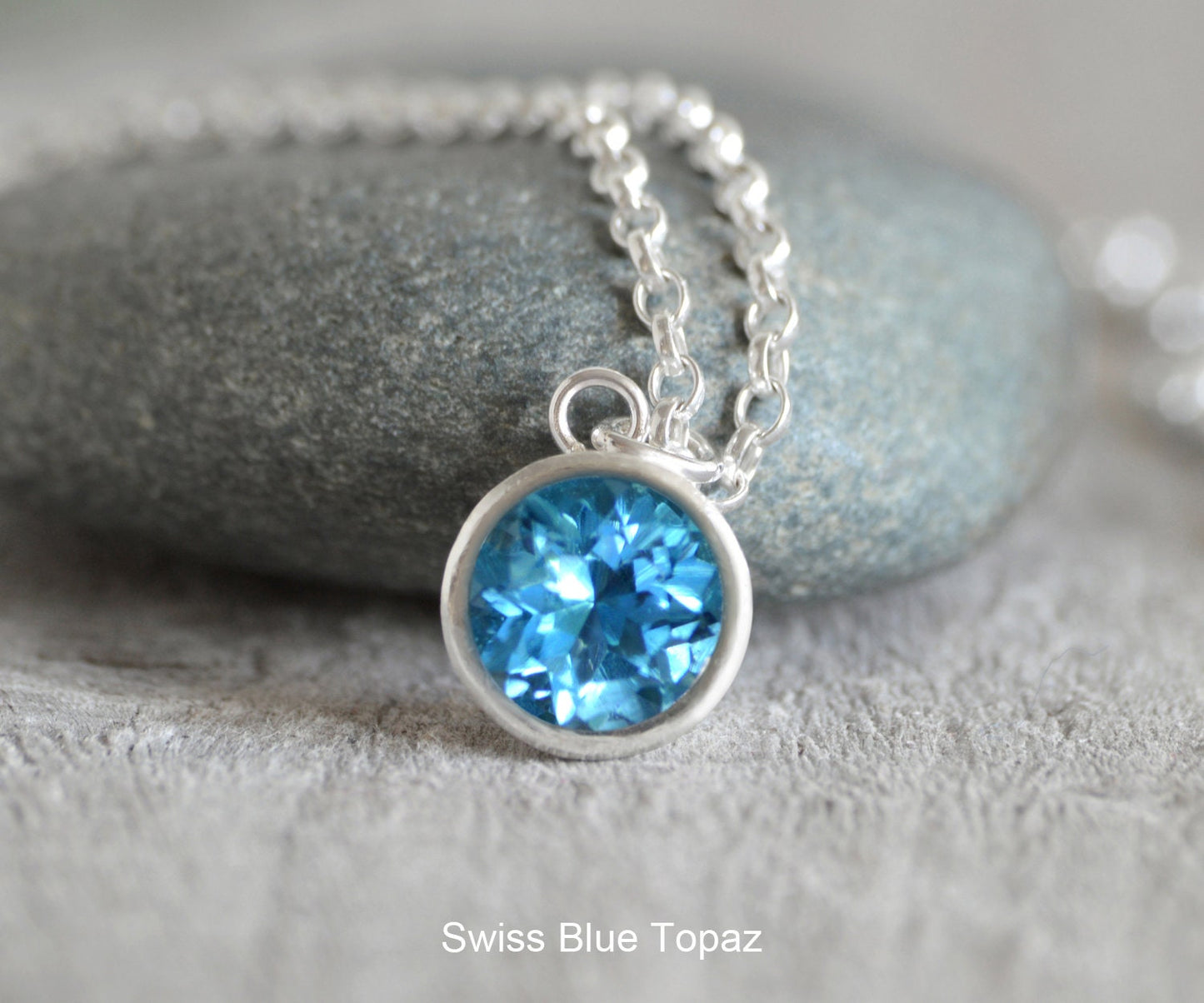 9mm Topaz Necklace in Sterling Silver, November Birthstone Necklace