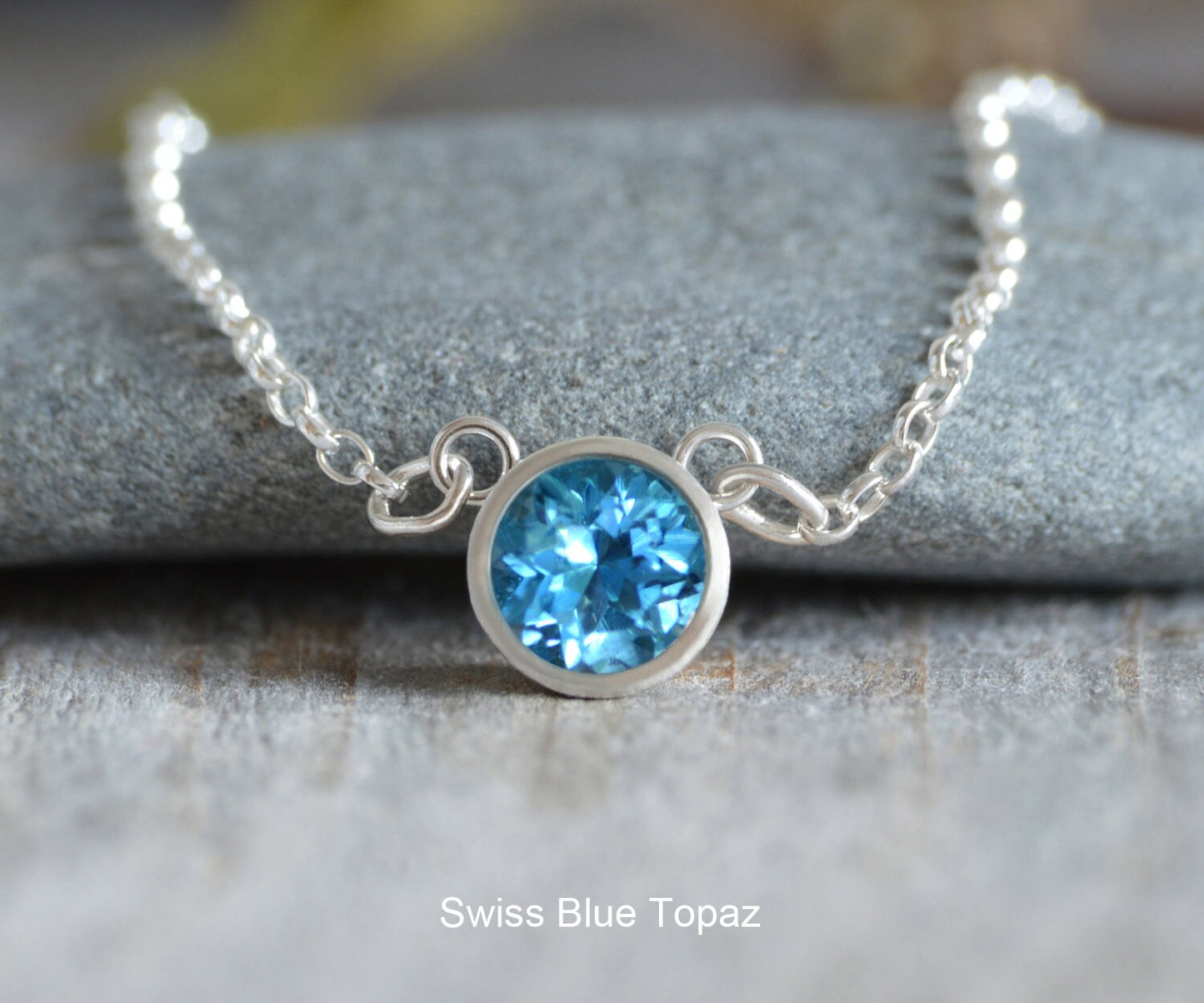 9mm Topaz Necklace in Sterling Silver