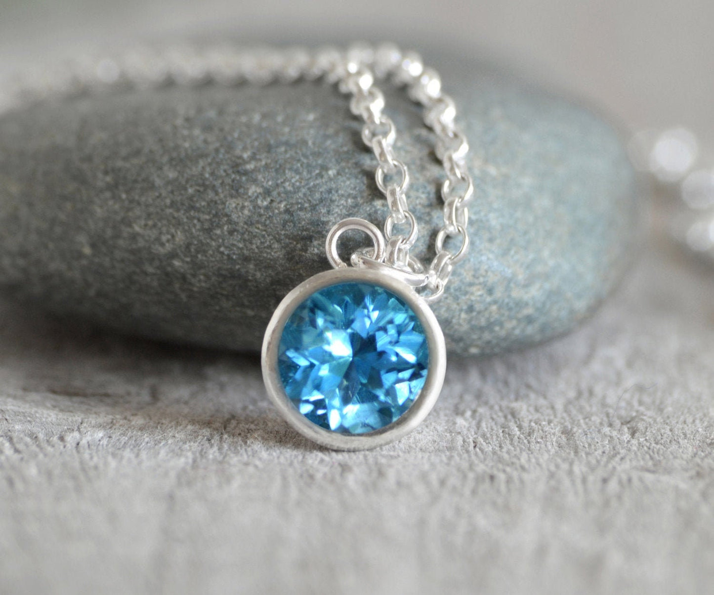 9mm Topaz Necklace in Sterling Silver, November Birthstone Necklace