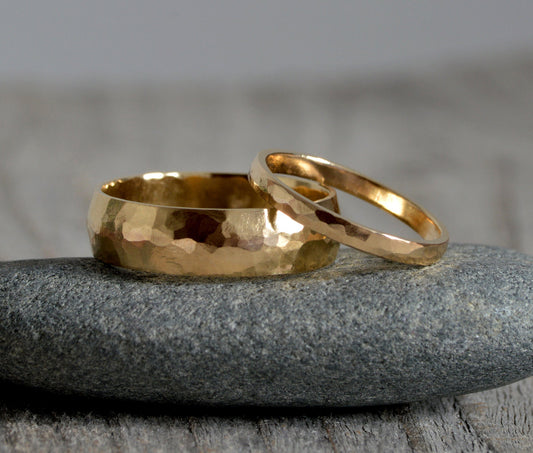 2mm Wedding Band, 6mm Wedding Ring, Hammered Effect Wedding Band, 9ct Yellow Gold Wedding Ring, 4mm Wedding Band