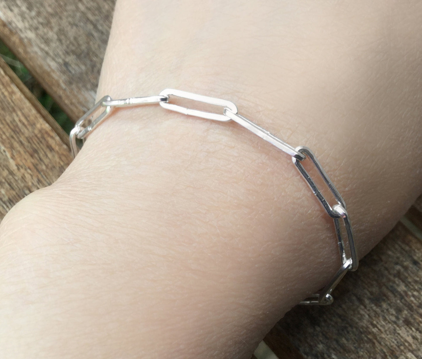 Rustic Paper Clip Bracelet in Sterling Silver