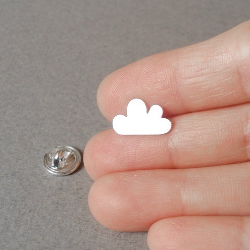 Lucky Cloud Lapel Pin in Sterling Silver, Silver Cloud Tie Tack