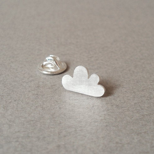 Lucky Cloud Lapel Pin in Sterling Silver, Silver Cloud Tie Tack