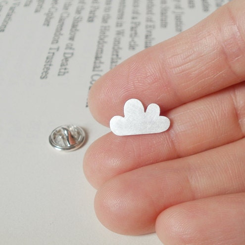 Lucky Cloud Lapel Pin in Sterling Silver, Silver Cloud Tie Tack