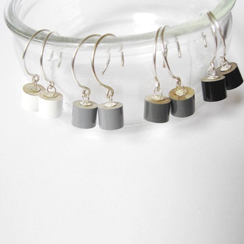 Colour Pencil Earrings, Black Pencil Earring, Grey Pencil Earring, White Pencil Earring