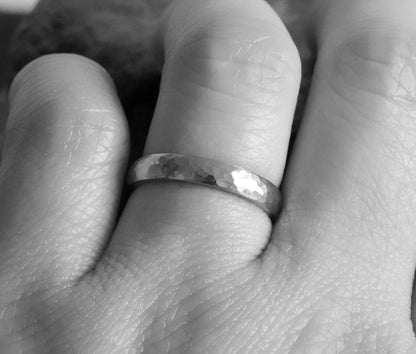 Platinum Wedding Band With Hammered Effect, Platinum Wedding Ring, Rustic Wedding Band, Made To Order