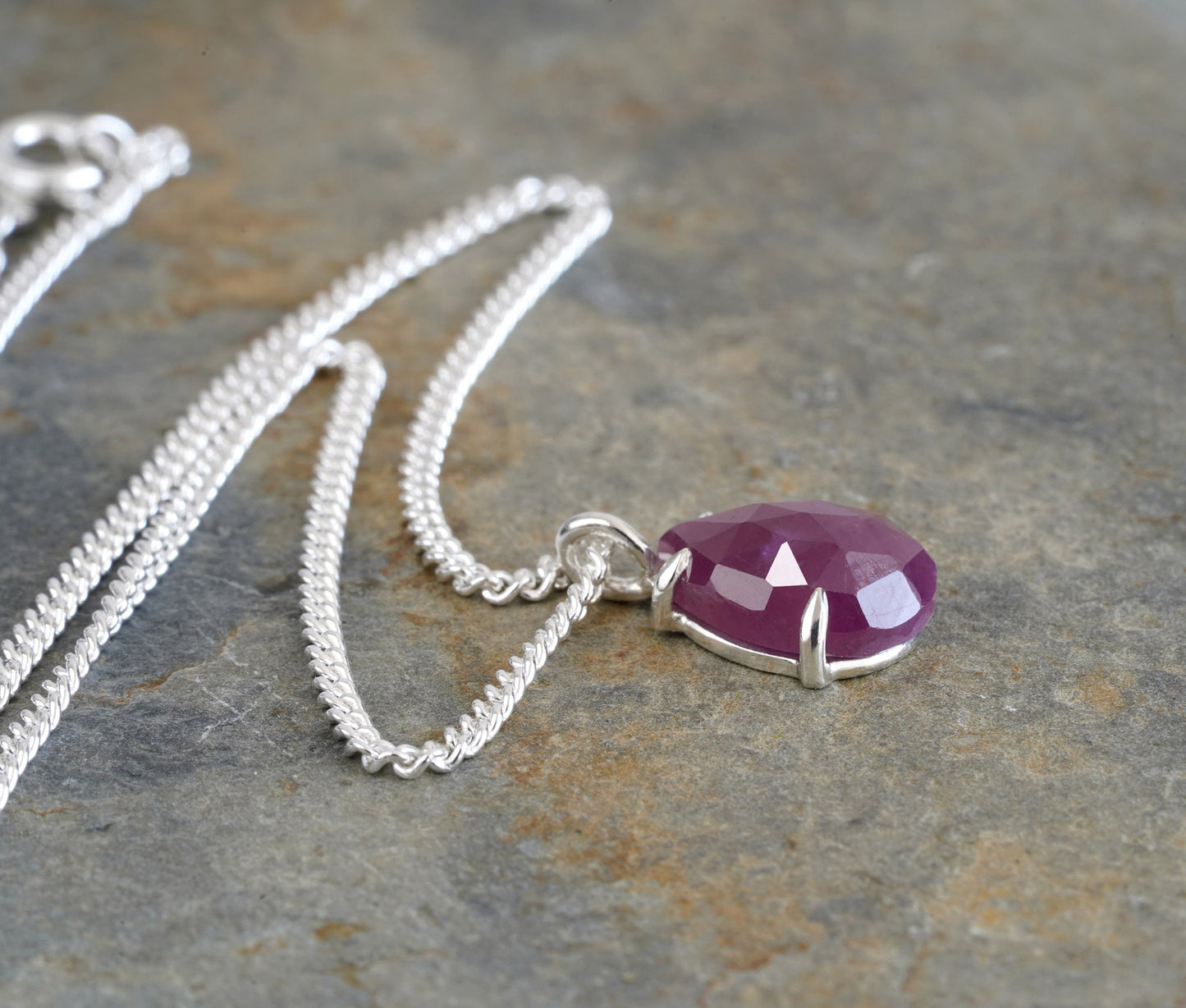 4.5ct Pink Sapphire Necklace, Prong Set Sapphire Necklace, Natural Sapphire Necklace