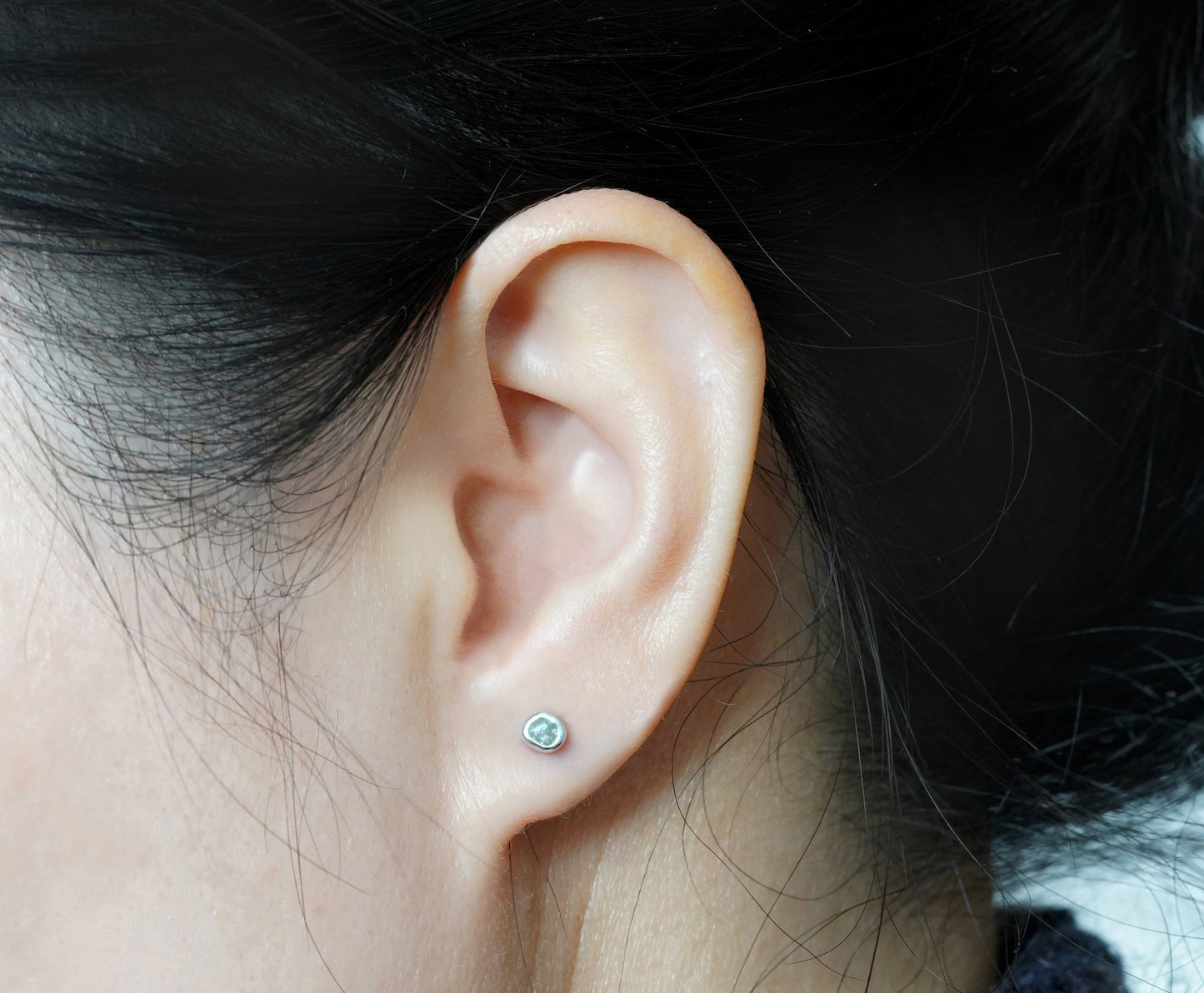 0.85ct Rough Diamond Stud Earrings, Natural Grey Diamond Studs, Raw Diamond Ear Posts