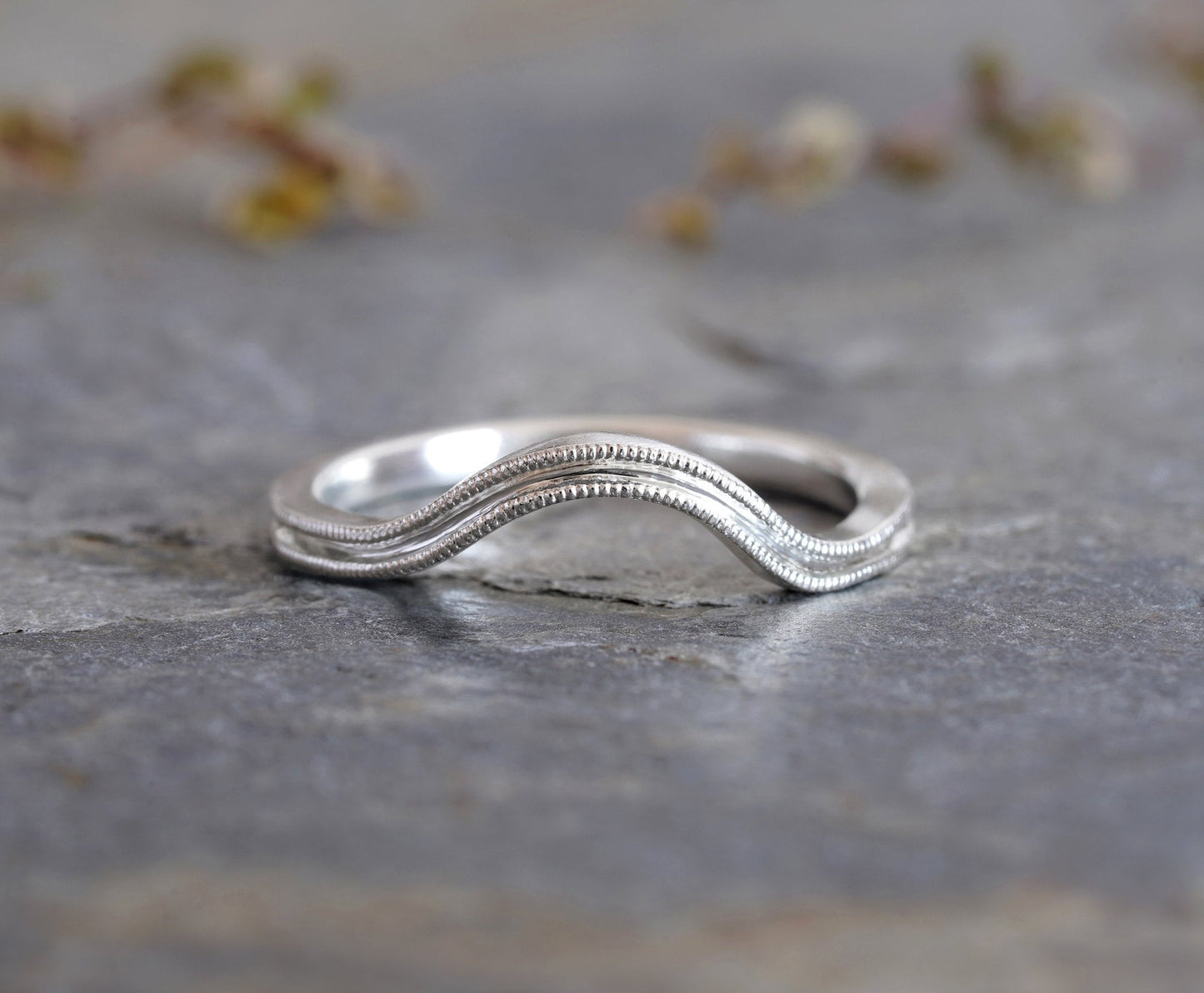 Contour Wedding Band with Milgrain Lines, Milgrain Wedding Band, 1.7mm Wedding Ring, Made to Order