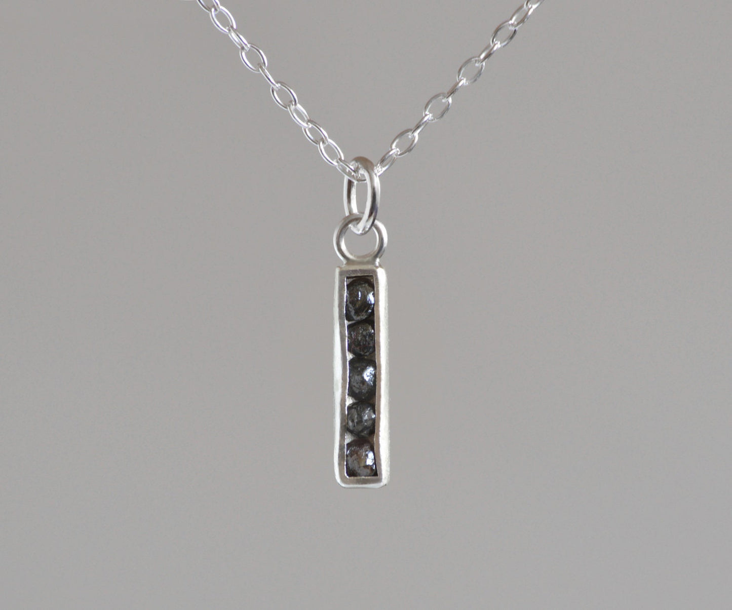 Black Diamond Necklace, Channel Set Diamond Necklace