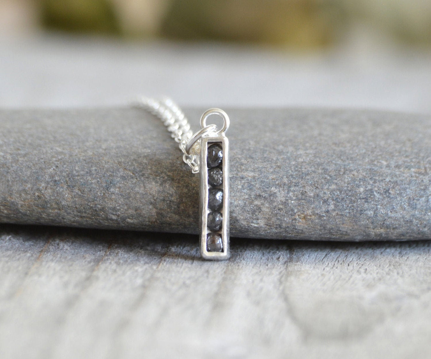 Black Diamond Necklace, Channel Set Diamond Necklace