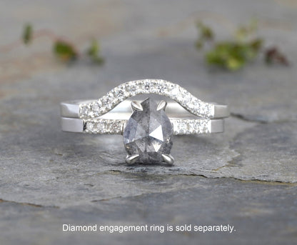 Diamond Contour Wedding Band, 0.11ct Diamond Wedding Ring, Contour Wedding Ring with Diamonds, Pave Diamond Ring, UK Size L Wedding Ring