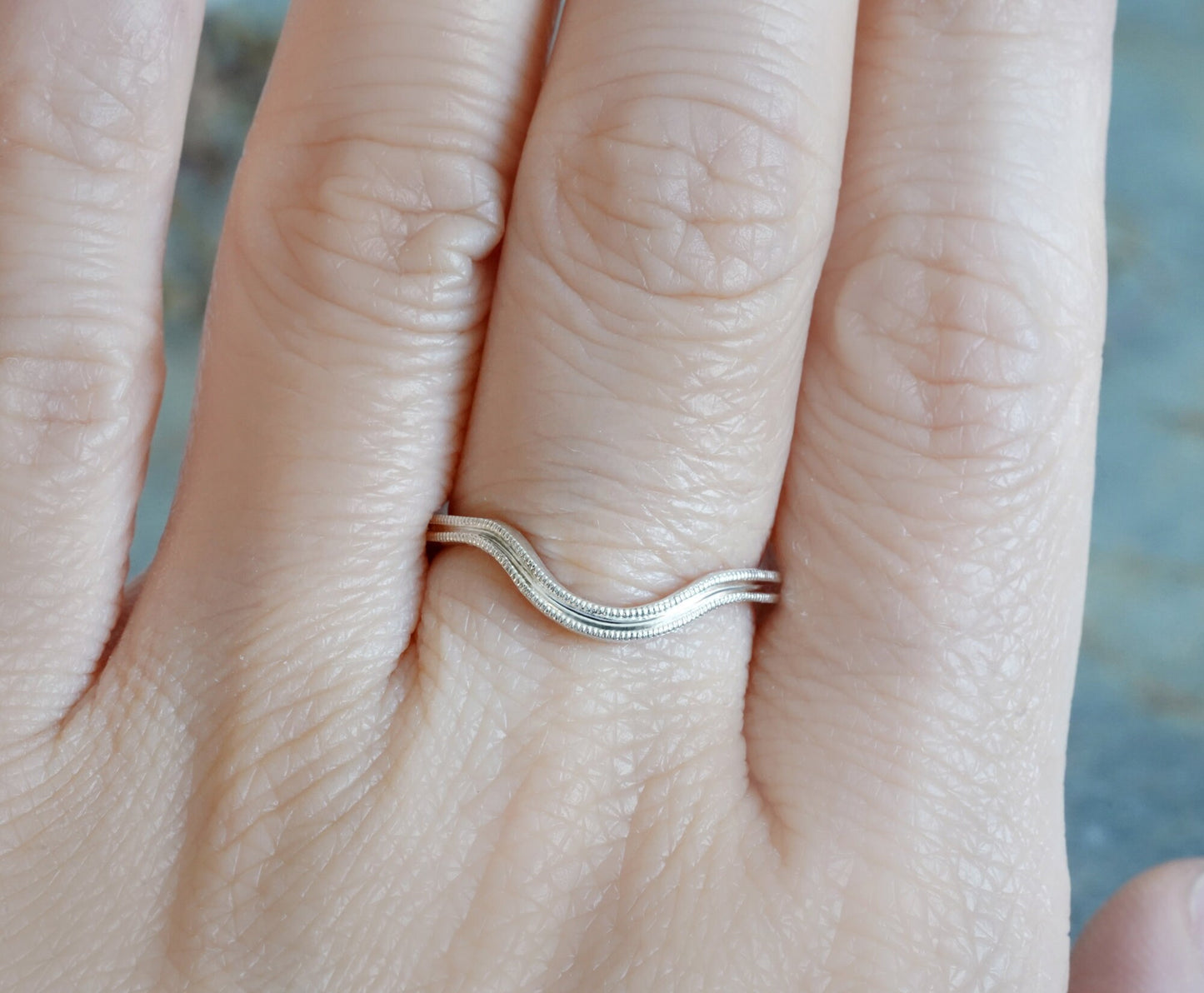 Contour Wedding Band with Milgrain Lines, Milgrain Wedding Band, 1.7mm Wedding Ring, Made to Order