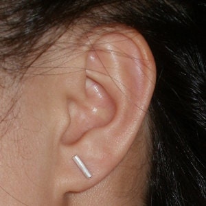 Simple Stick Stud Earrings in Sterling Silver, Bar Ear Posts