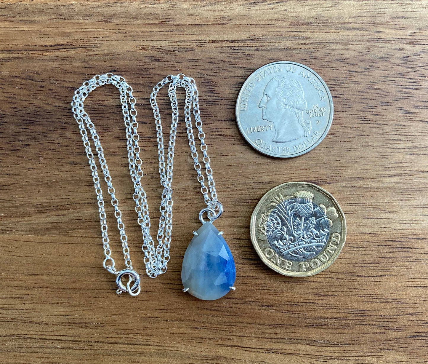 Large Sapphire Necklace, September Birthstone Necklace