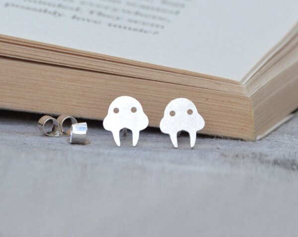 Walrus Stud Earrings in Sterling Silver, Silver Walrus Ear Posts