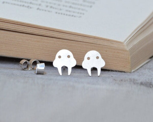 Walrus Stud Earrings in Sterling Silver, Silver Walrus Ear Posts