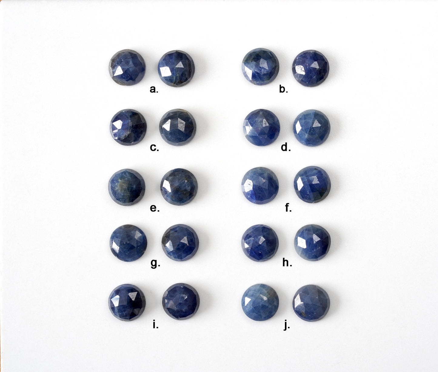 Sapphire Stud Earrings in Midnight Blue, 9mm Sapphire Ear Posts, Rose Cut Sapphire Earrings