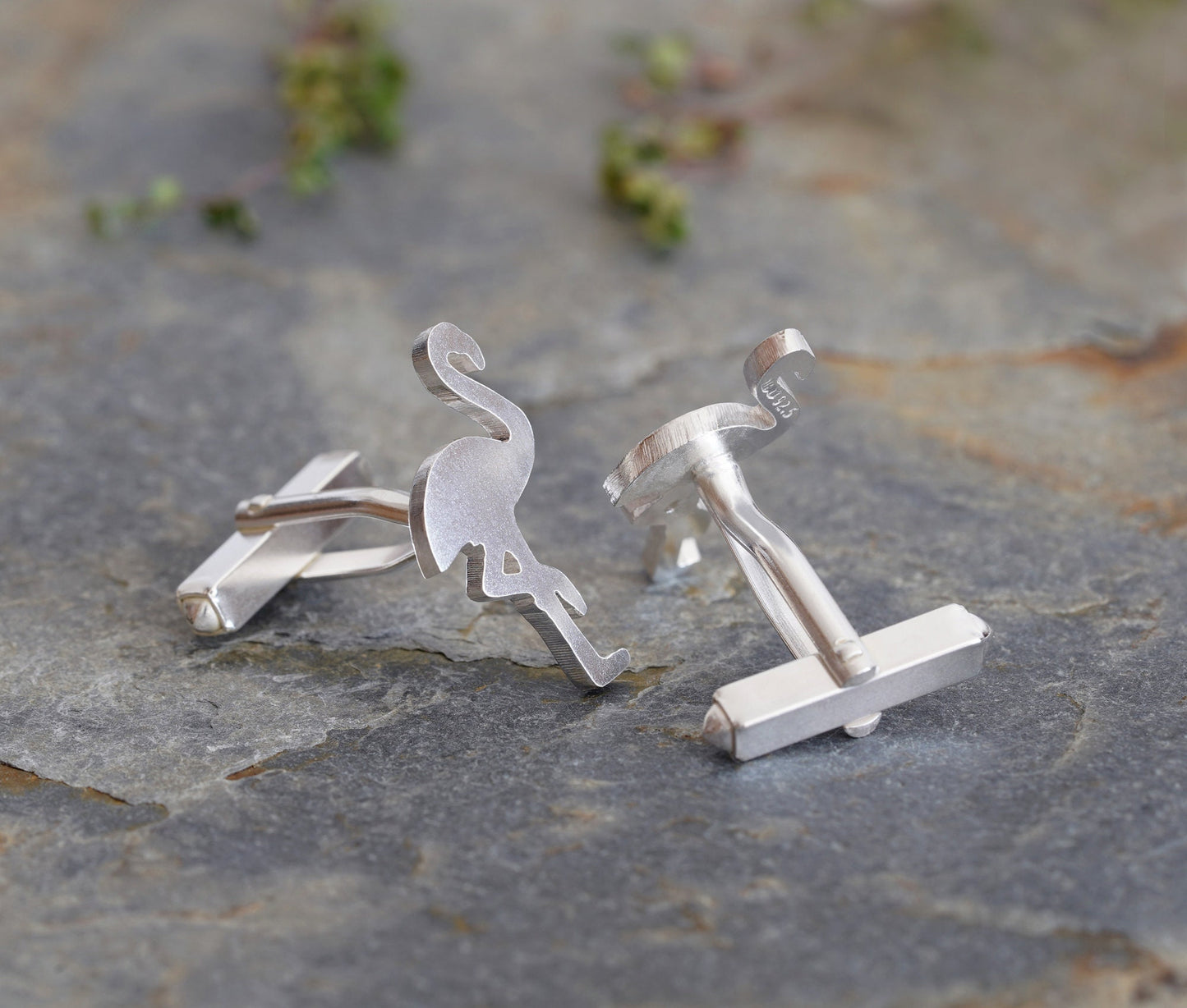 Flamingo Cufflinks in Solid Sterling Silver, Animal Cufflinks