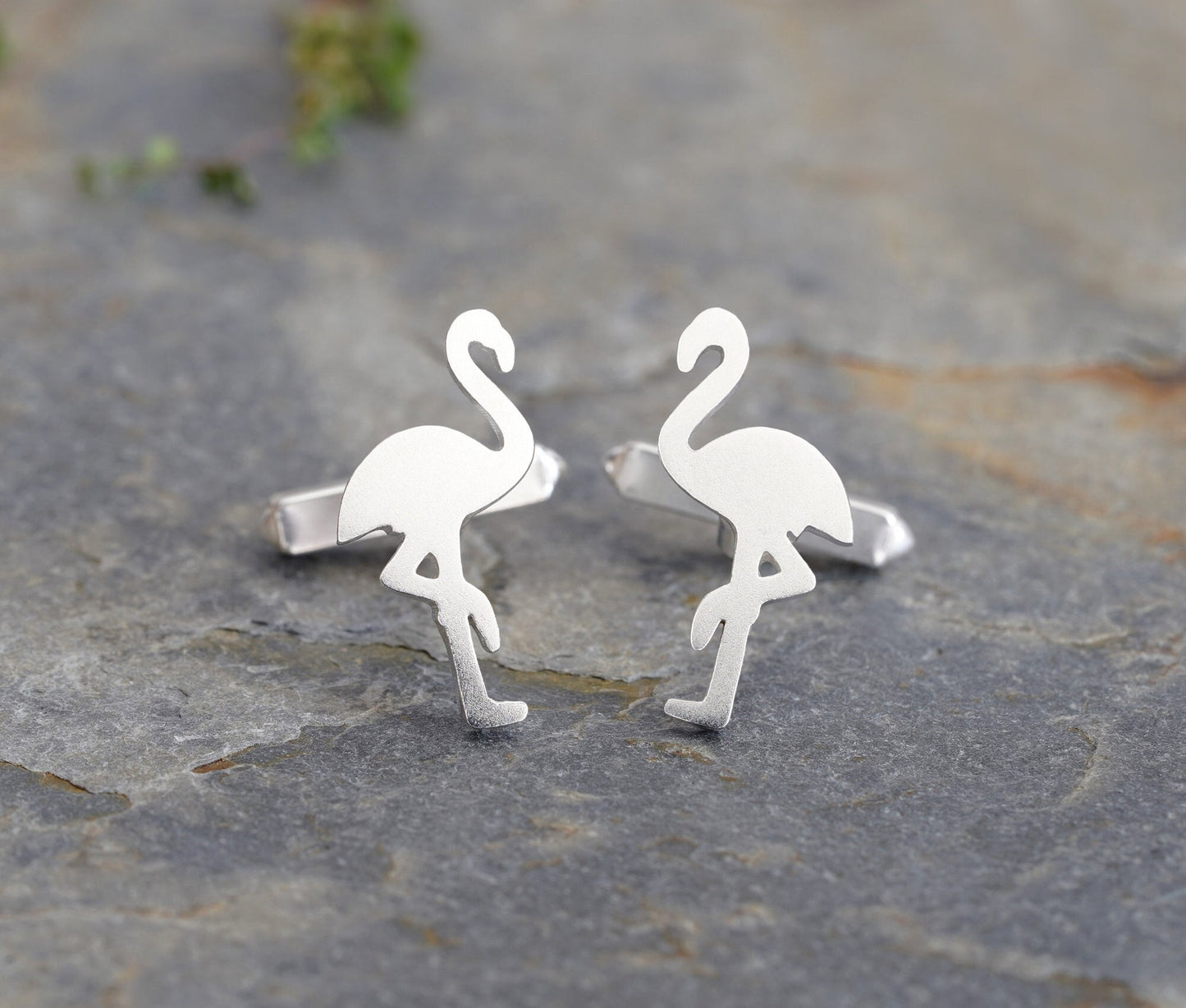 Flamingo Cufflinks in Solid Sterling Silver, Animal Cufflinks