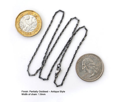 Silver Barleycorn Chain, Oxidised Barleycorn Chain,  Antique Style Silver Chain Necklace