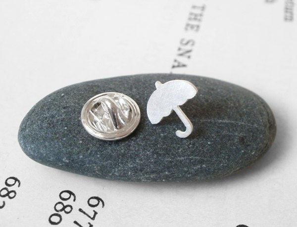 Umbrella Lapel Pin, Silver Umbrella Tie Tack