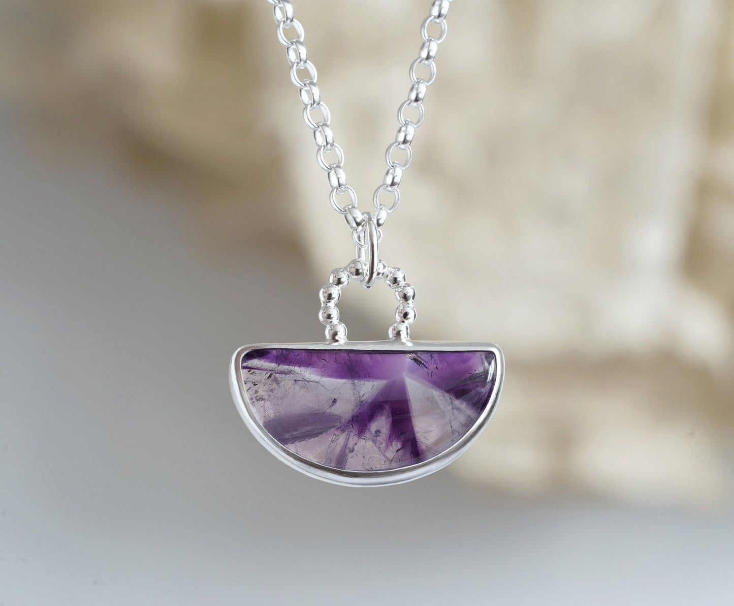 Amethyst Necklace in Sterling Silver, One of a Kind Amethyst Necklace