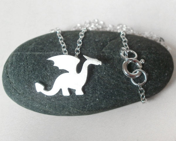 Dragon Necklace in Sterling Silver, Silver Dragon Necklace