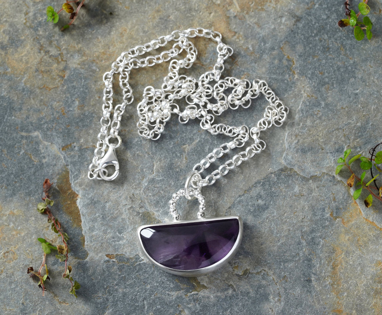 Amethyst Necklace in Sterling Silver, One of a Kind Amethyst Necklace