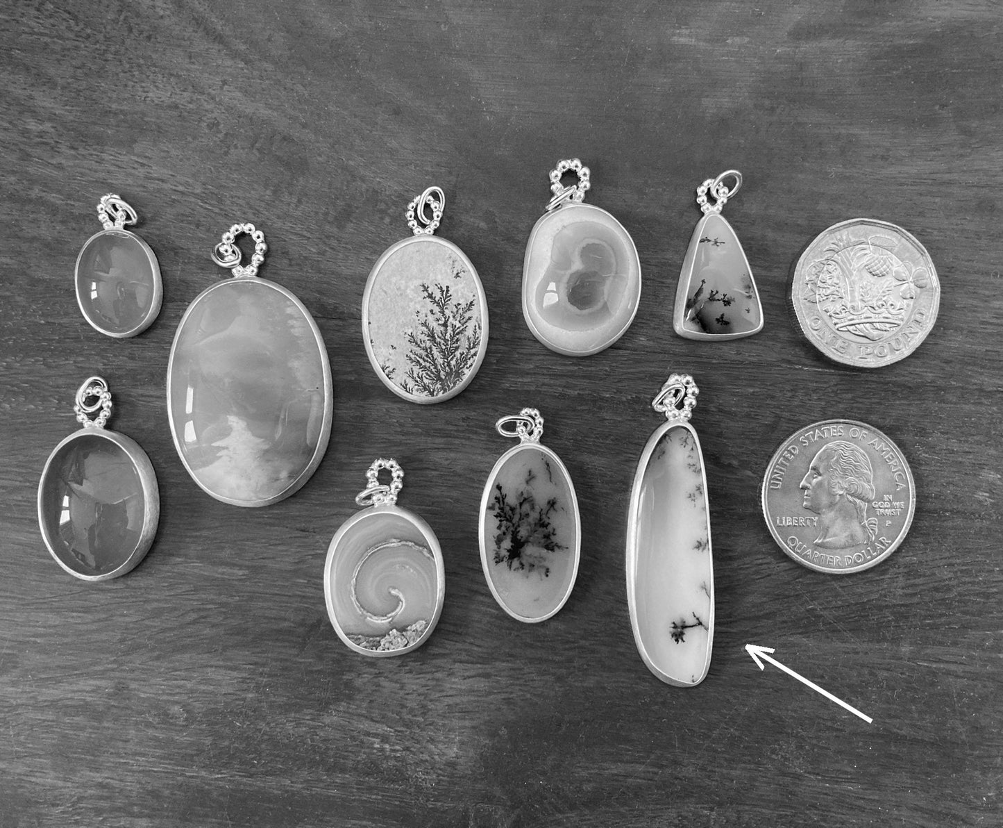 Unique Dendritic Agate Necklace in Sterling Silver
