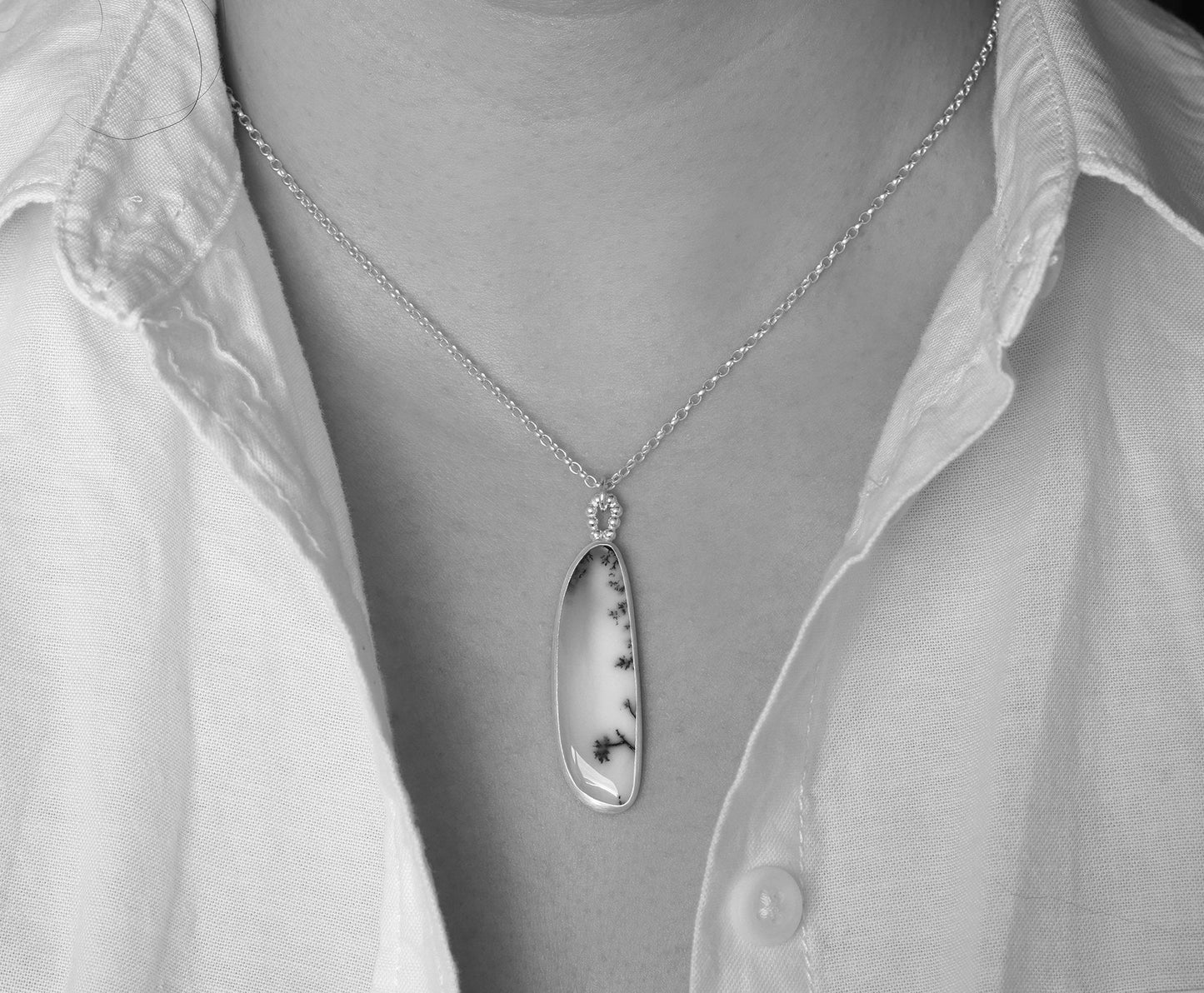 Unique Dendritic Agate Necklace in Sterling Silver