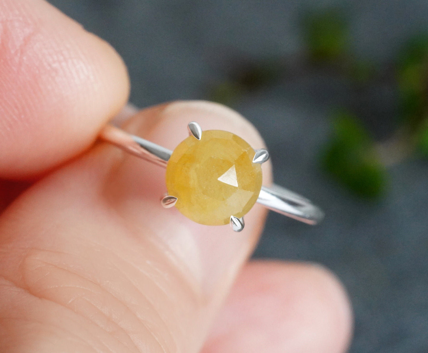 Yellow Sapphire Ring, 7mm Sapphire Ring, 2ct Sapphire Ring
