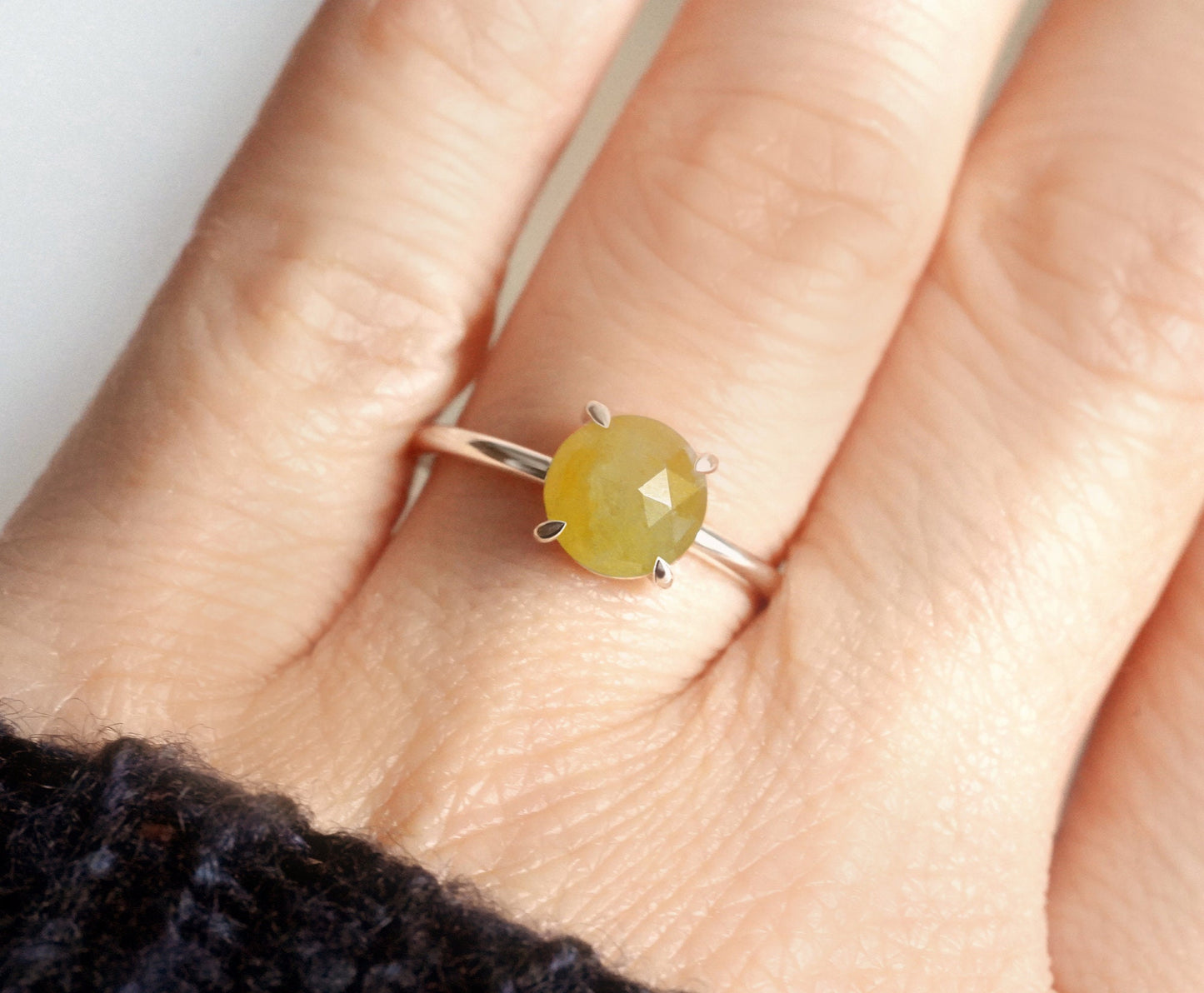 Yellow Sapphire Ring, 7mm Sapphire Ring, 2ct Sapphire Ring