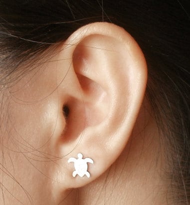 Sea Turtle Stud Earrings, Silver Sea Turtle Ear Posts