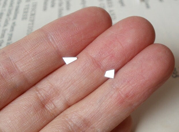 Tiny Quadrilateral Stud Earrings, Simple Ear Posts in Sterling Silver